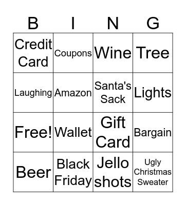 Ladies' Shopping Trip Bingo Card