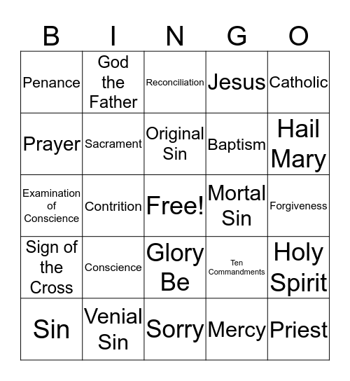 Reconciliation Bingo Card