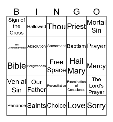 Reconciliation Bingo Card