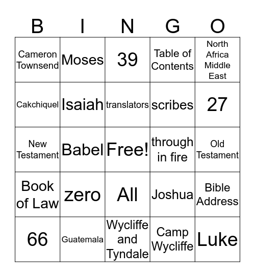 Quarter A Bingo Card