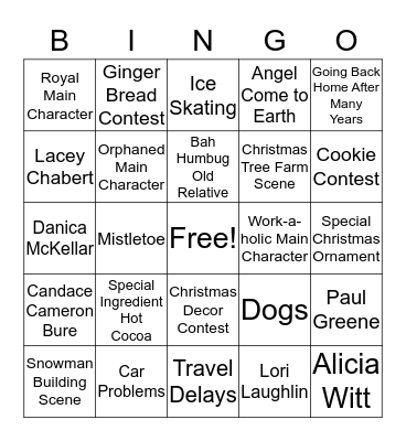 Hallmark Christmas Movie BINGO Card