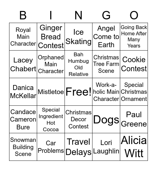 Hallmark Christmas Movie BINGO Card