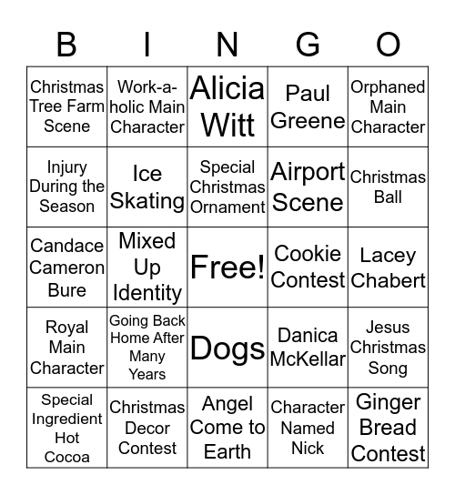 Hallmark Christmas Movie BINGO Card