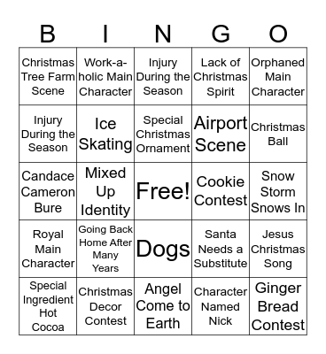 Hallmark Christmas Movie BINGO Card
