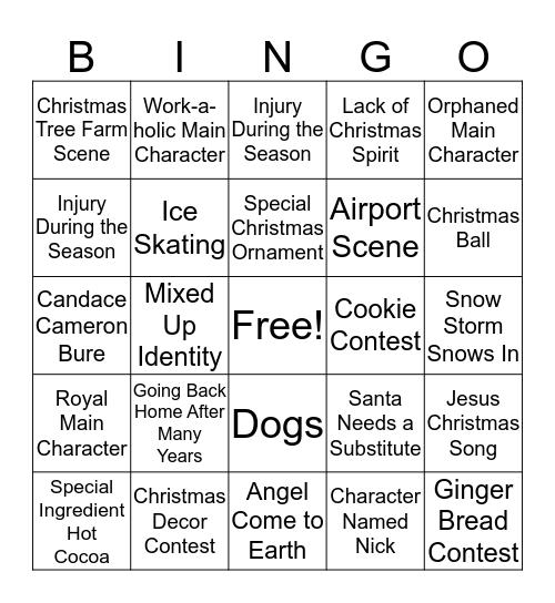 Hallmark Christmas Movie BINGO Card