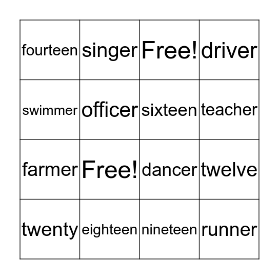 I want to be a... Bingo Card