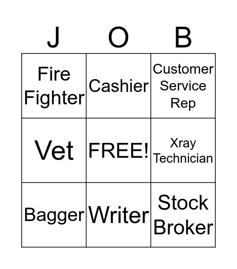 Jobs Bingo Card