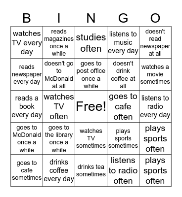 Find Someone Who : Bingo Card