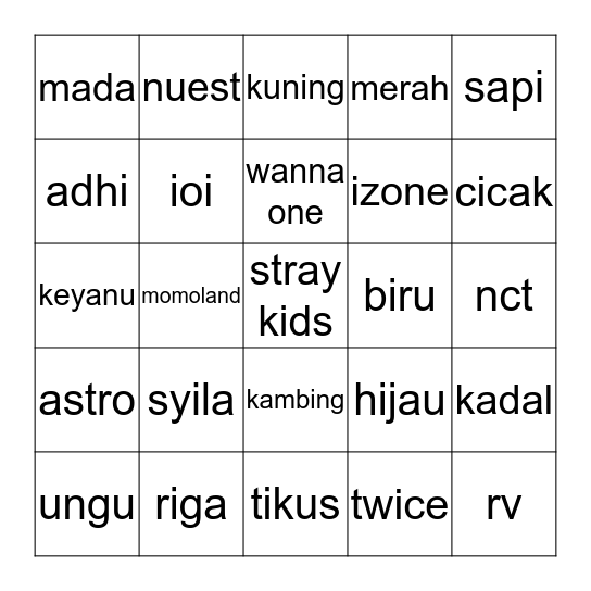 asyila's Bingo Card