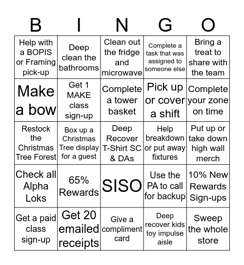 9819 BINGO Card