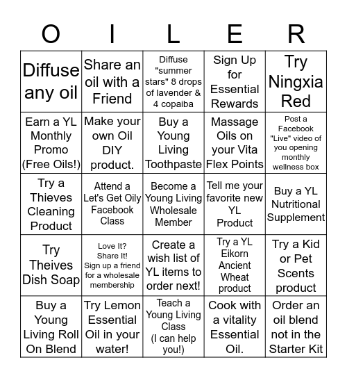 Let's get Oily Young Living Bingo! Bingo Card