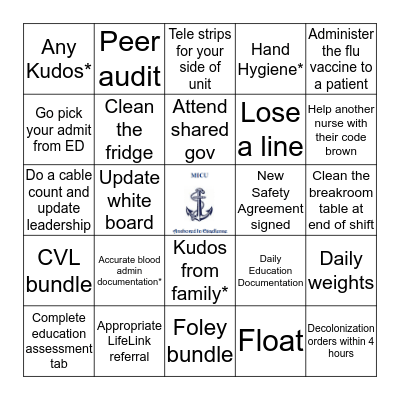 MICU BINGO November 2018 Bingo Card