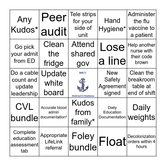 MICU BINGO November 2018 Bingo Card