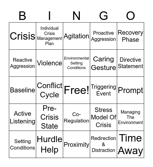 TCI Bingo! Bingo Card