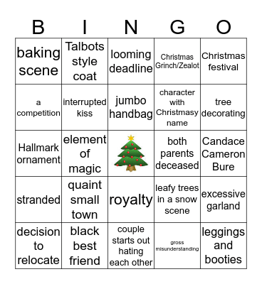 Hallmark Christmas Movie Bingo Card