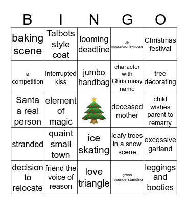 Hallmark Christmas Movie Bingo Card