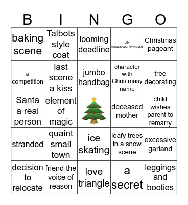 Hallmark Christmas Movie Bingo Card