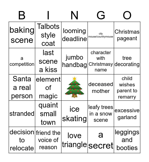 Hallmark Christmas Movie Bingo Card