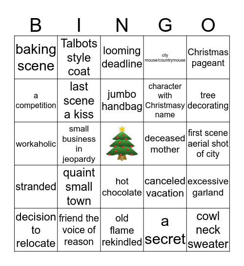 Hallmark Christmas Movie Bingo Card