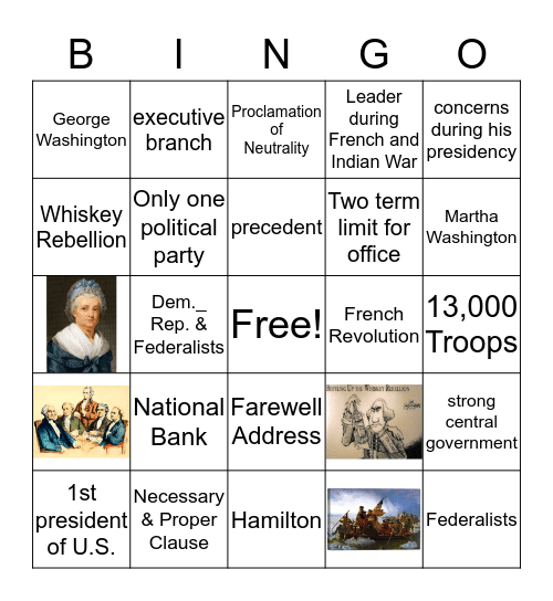 GEORGE WASHINGTON Bingo Card