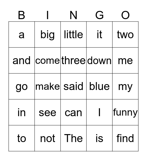 FRIDAY BINGO WORDS Bingo Card