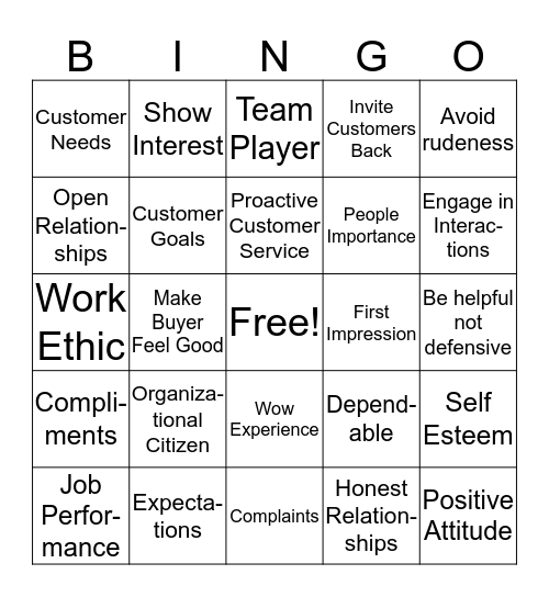 Getting Along with Others in the Workplace Bingo Card