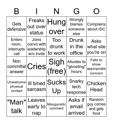 Panic Workshop Bingo Card