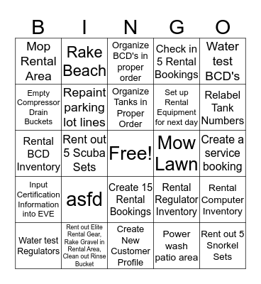 AMT BINGO (Rental Staff) Bingo Card