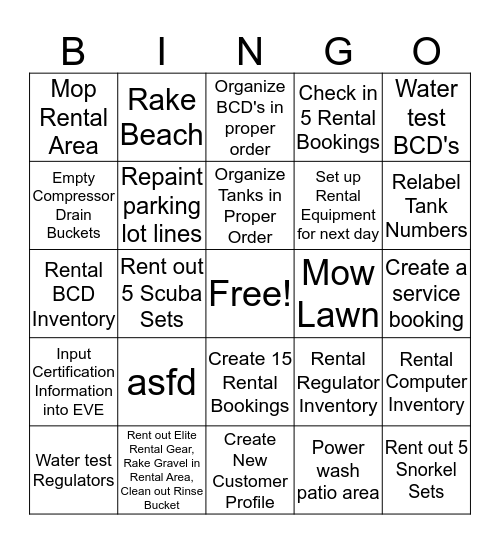 AMT BINGO (Rental Staff) Bingo Card