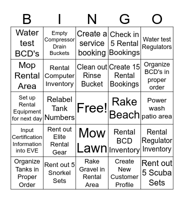AMT BINGO (Rental Staff) Bingo Card