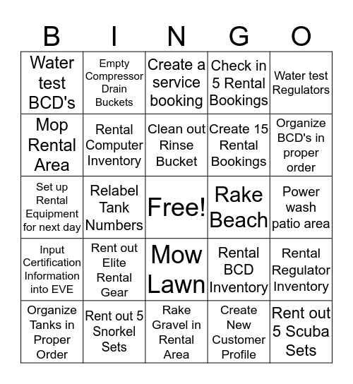 AMT BINGO (Rental Staff) Bingo Card