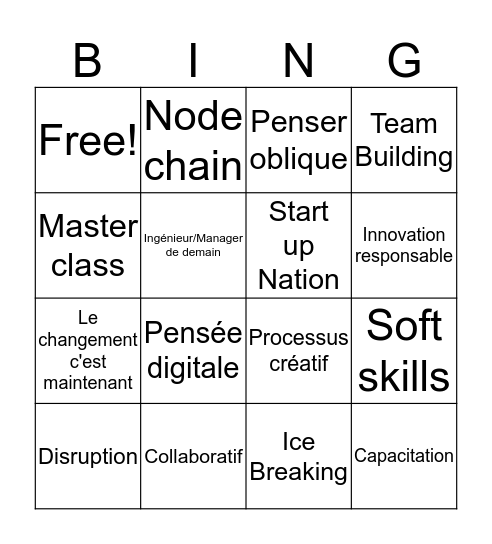 Semaine Creativité : Le Bingo! Bingo Card
