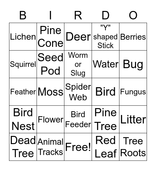 Bird Habitat BINGO Card