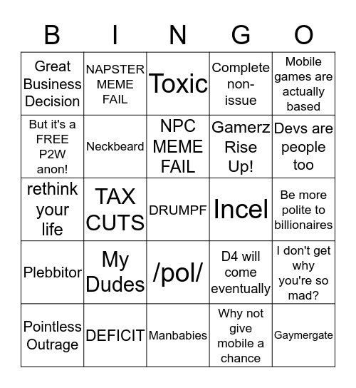 SJW SHILL BINGO Card