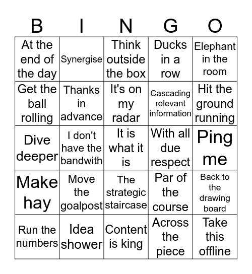 Meeting Bingo Card