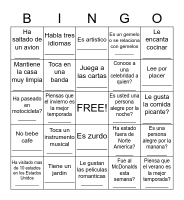 LOTERIA!!!!   Encuentra a alguien que..... Bingo Card