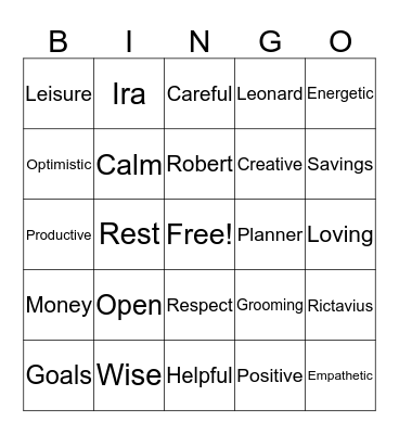 I LOVE ME Bingo Card