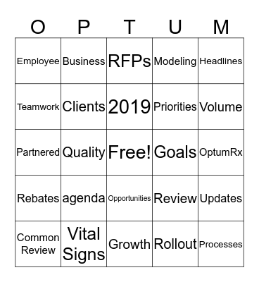 OptumRx Bingo Card