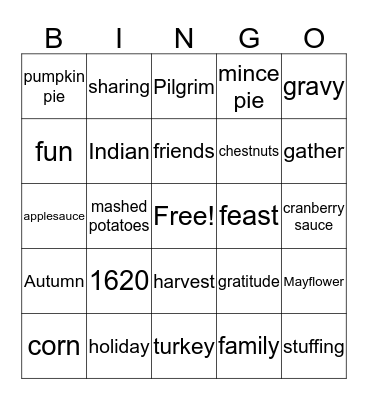 Thanksgiving Bingo Card