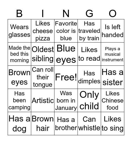 Human Bingo Card