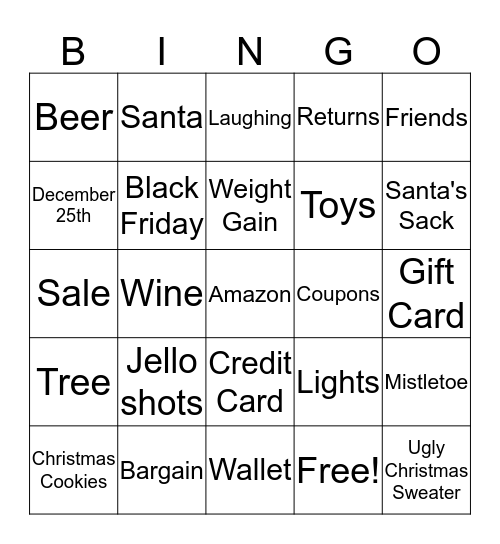 Ladies' Shopping Trip Bingo Card