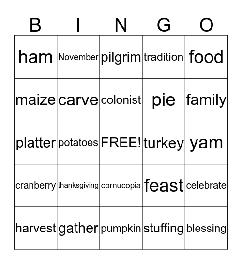 Thanksgiving Bingo with Senior Indpendence Bingo Card