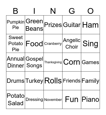 Thanksgiving Bingo Card