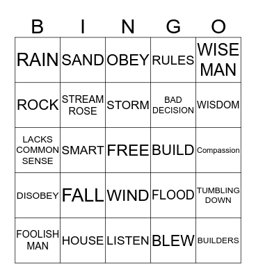 Wise Man Foolish Man  Bingo Card