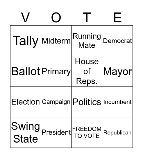 Election Day Bingo Card