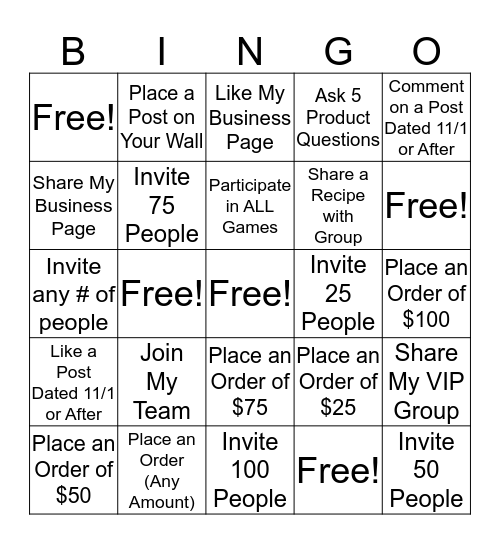 Do You Bake Giveaway Bingo Card