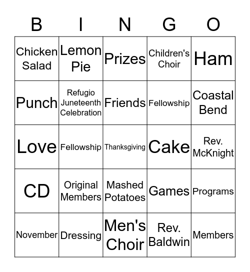 Thanksgiving Bingo Card