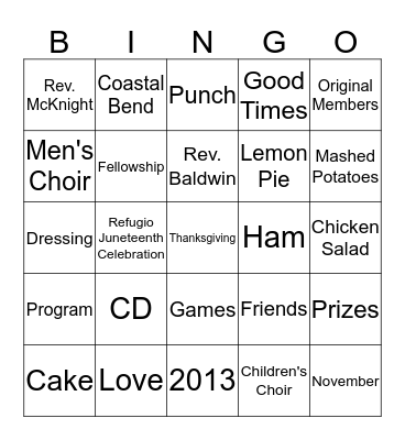 Thanksgiving Bingo Card