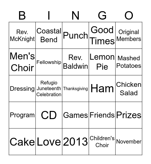 Thanksgiving Bingo Card