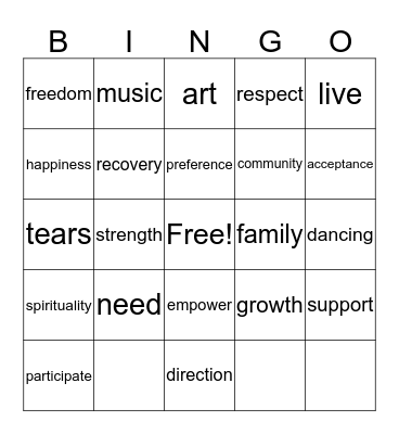 Therapy  Bingo Card